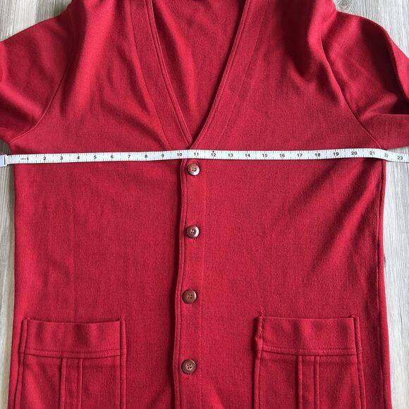 Vintage Pattinni Made In Italy Wool Sweater Red Cardigan With Buttons Size XL - Picture 4 of 7